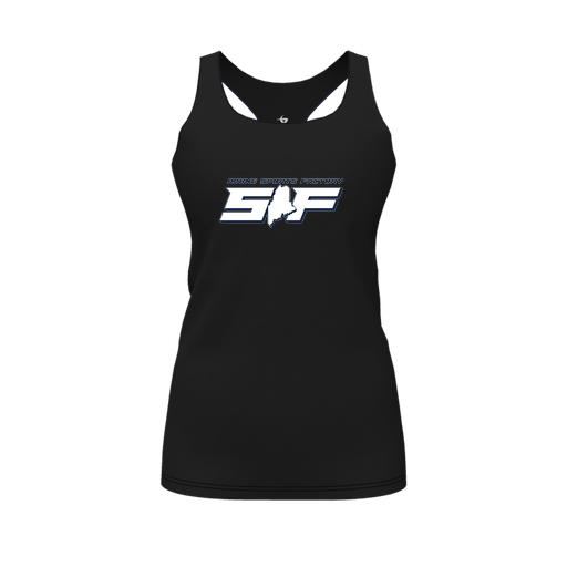 [FT0TRBBK-FYS-LOGO1] Decker Racerback Tank Top (Female Youth S, Black, Logo 1)