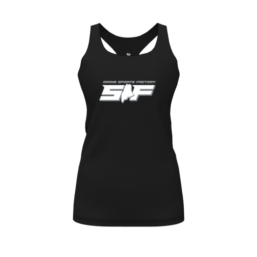 [FT0TRBBK-FYS-LOGO2] Decker Racerback Tank Top (Female Youth S, Black, Logo 2)