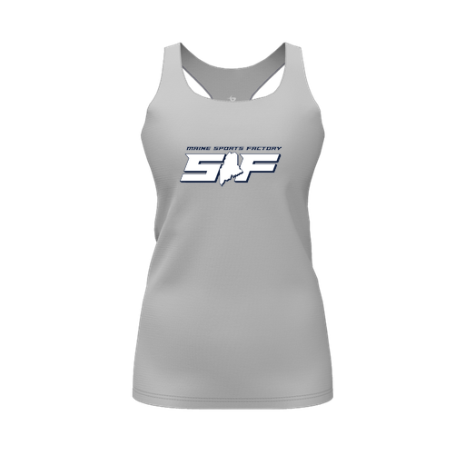 [FT0TRBGY-FYS-LOGO1] Decker Racerback Tank Top (Female Youth S, Gray, Logo 1)