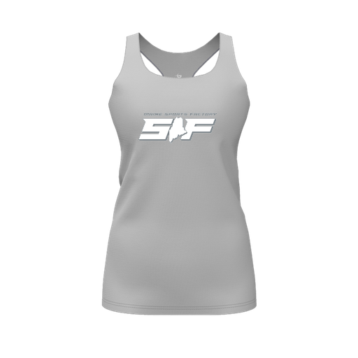 [CUS-DFW-RCBK-PER-GRY-FYS-LOGO2] Racerback Tank Top (Female Youth S, Gray, Logo 2)