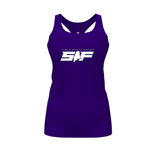 [FT0TRBPP-FYS-LOGO1] Decker Racerback Tank Top (Female Youth S, Purple, Logo 1)