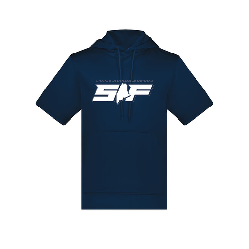 [6871.065.S-LOGO1] Men's Dri Fit Short Sleeve Hoodie (Adult S, Navy, Logo 1)