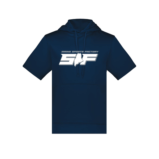 [6871.065.S-LOGO2] Men's Dri Fit Short Sleeve Hoodie (Adult S, Navy, Logo 2)