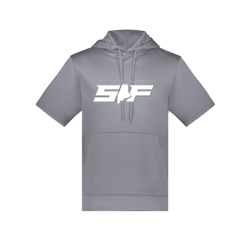 [6871.059.S-LOGO2] Men's Dri Fit Short Sleeve Hoodie (Adult S, Gray, Logo 2)