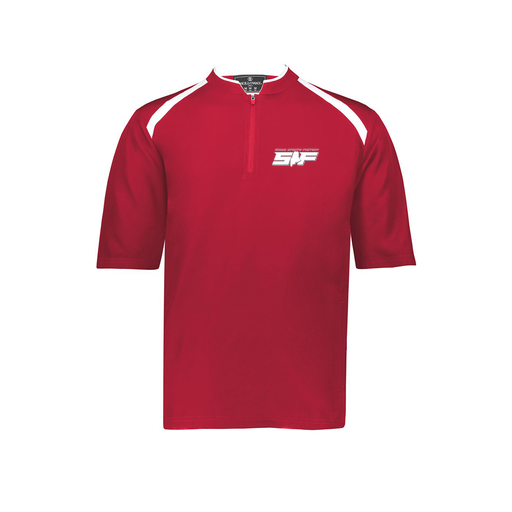 [229581-AS-RED-LOGO2] Men's Dugout Short Sleeve Pullover (Adult S, Red, Logo 2)