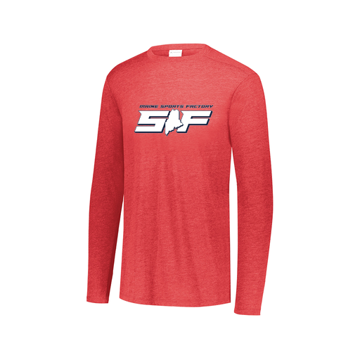 [FTLCUBRD-AXS-LOGO1] Decker Men's Tri-Blend T-Shirt - Long Sleeve (Adult XS, Red, Logo 1)