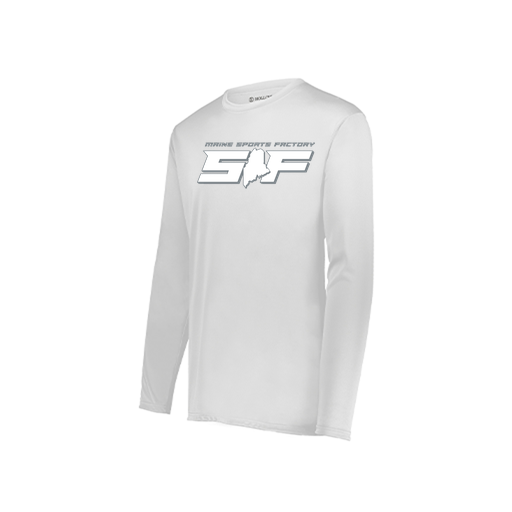 [222823.005.S-LOGO2] Youth LS Smooth Sport Shirt (Youth S, White, Logo 2)