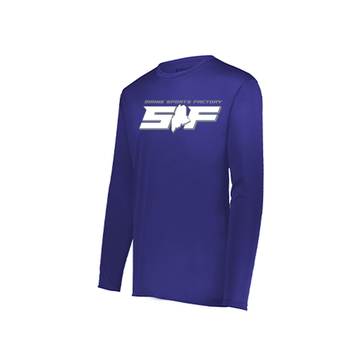 [222823.747.S-LOGO2] Youth LS Smooth Sport Shirt (Youth S, Purple, Logo 2)