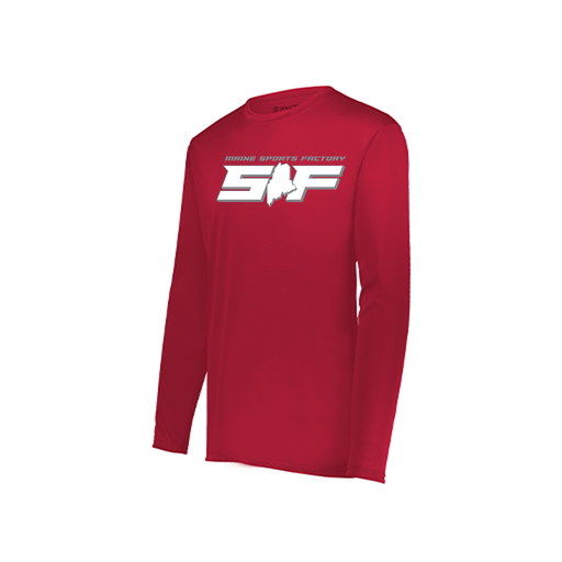 [222823.083.S-LOGO2] Youth LS Smooth Sport Shirt (Youth S, Red, Logo 2)