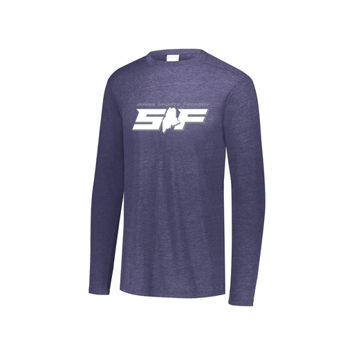 [3076.72N.S-LOGO2] Youth LS Ultra-blend T-Shirt (Youth S, Navy, Logo 2)