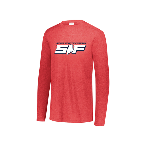 [FTLCUBRD-YS-LOGO1] Decker Youth Tri-Blend T-Shirt - Long Sleeve (Youth S, Red, Logo 1)