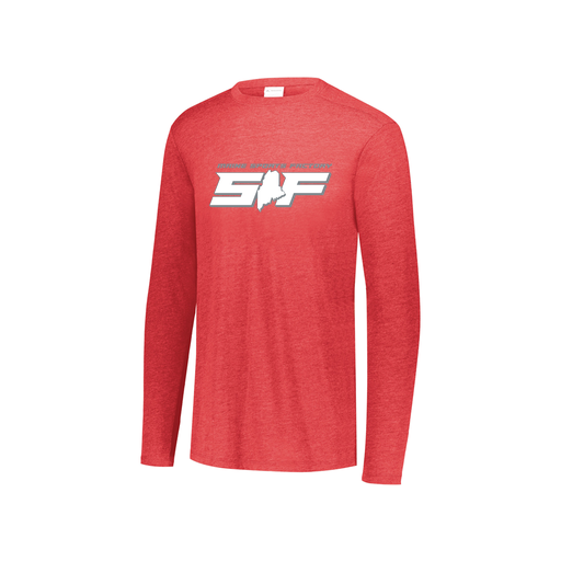 [FTLCUBRD-YS-LOGO2] Decker Youth Tri-Blend T-Shirt - Long Sleeve (Youth S, Red, Logo 2)