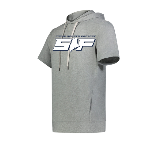 [222605-SIL-YS-LOGO1] YOUTH VENTURA SOFT KNIT SHORT SLEEVE HOODIE (Youth S, Silver, Logo 1)