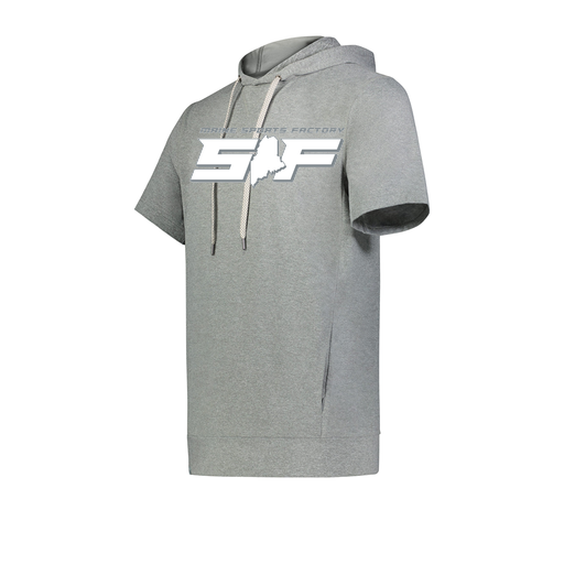 [222605-SIL-YS-LOGO2] YOUTH VENTURA SOFT KNIT SHORT SLEEVE HOODIE (Youth S, Silver, Logo 2)