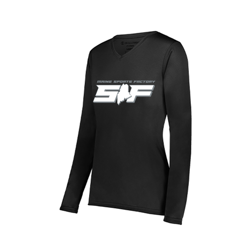 [222824.080.S-LOGO2] Ladies LS Smooth Sport Shirt (Female Adult S, Black, Logo 2)