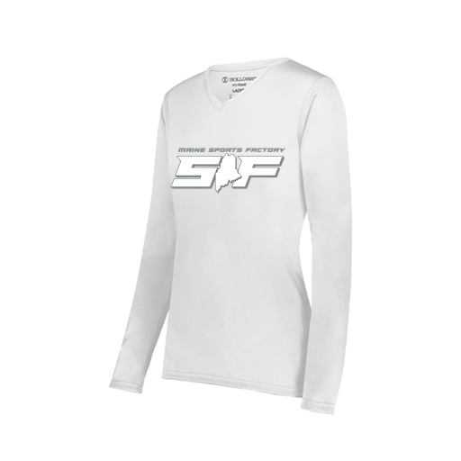 [222824.005.S-LOGO2] Ladies LS Smooth Sport Shirt (Female Adult S, White, Logo 2)