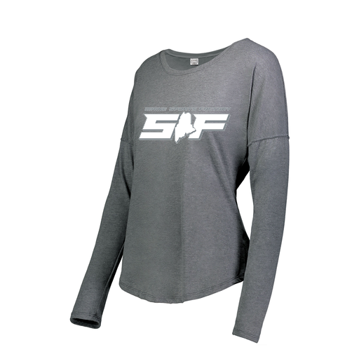 [FTLCUBGY-FAXS-LOGO2] Decker Women's Tri-Blend T-Shirt - Long Sleeve (Female Adult XS, Gray, Logo 2)